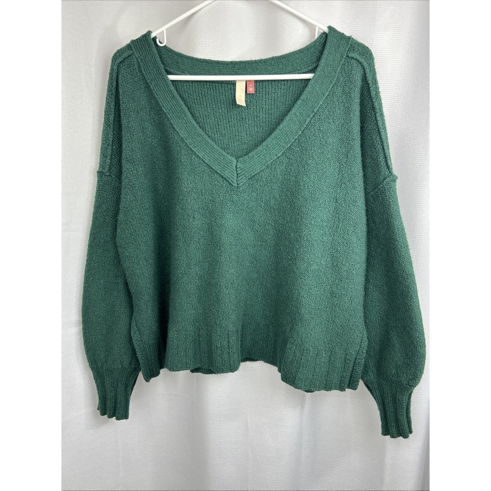 Pilcro Anthropologie Emerald Green Knit Sweater Cropped Boho Cozy S Cottagecore